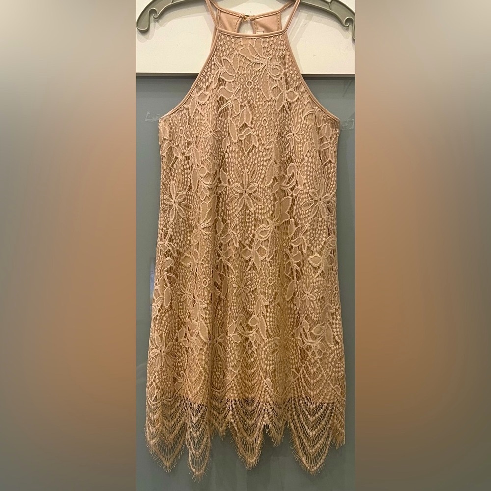 Love Fire Mini Cami Beige Lace Dress SZ XS